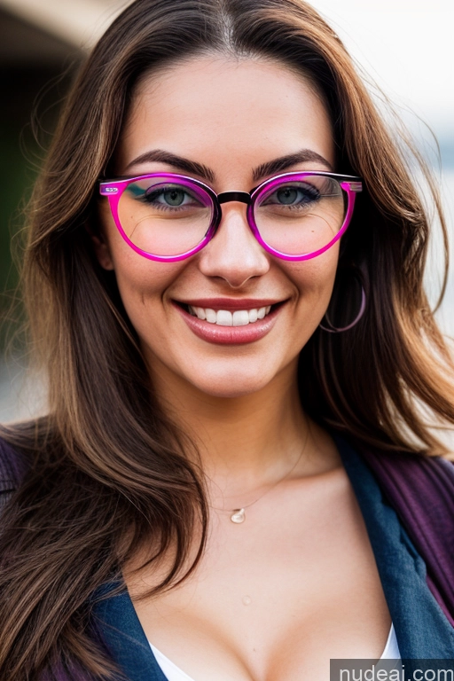 ai nude image of smiling woman with pink glasses and a purple jacket pics of One Perfect Boobs Glasses Big Hips 18 Happy Sexy Face Turkish Woman