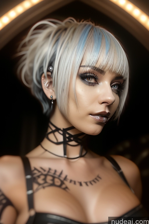 ai nude image of blond woman with blue hair and piercings posing for a picture pics of Bimbo Close-up View Nude Perfect Boobs Short Hair Gothic Punk Girl Bra Pull Down Rainbow Haired Girl