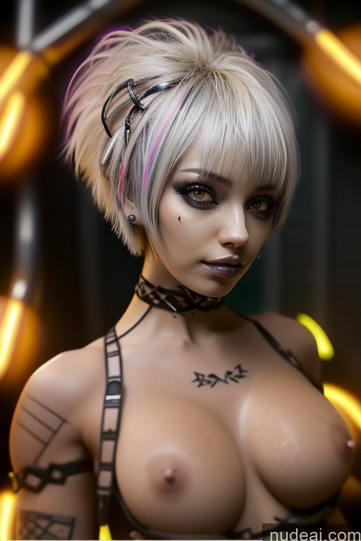 related ai porn images free for Bimbo Close-up View Nude Perfect Boobs Short Hair Gothic Punk Girl Bra Pull Down Rainbow Haired Girl