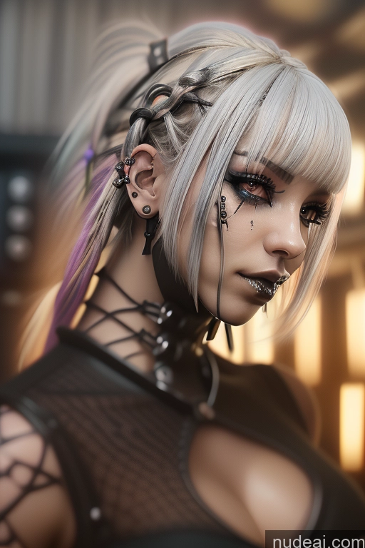 ai nude image of blond haired woman with piercings and piercings posing for a picture pics of Bimbo Close-up View Rainbow Haired Girl Perfect Boobs Bra Pull Down Braided Dream Mecha Girl Gothic Punk Girl