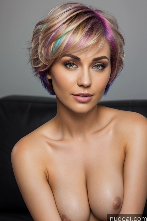 related ai porn images free for Short Hair Perfect Boobs Big Ass Close-up View Rainbow Haired Girl Slicked