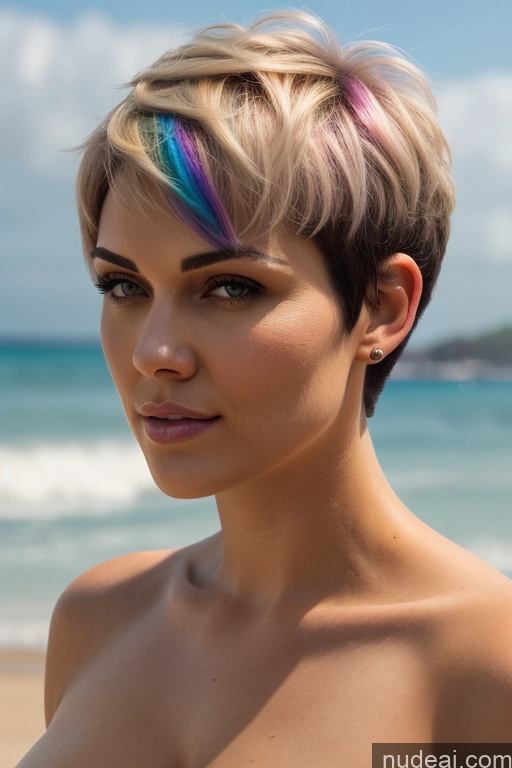 related ai porn images free for Short Hair Perfect Boobs Big Ass Close-up View Rainbow Haired Girl Slicked Beach