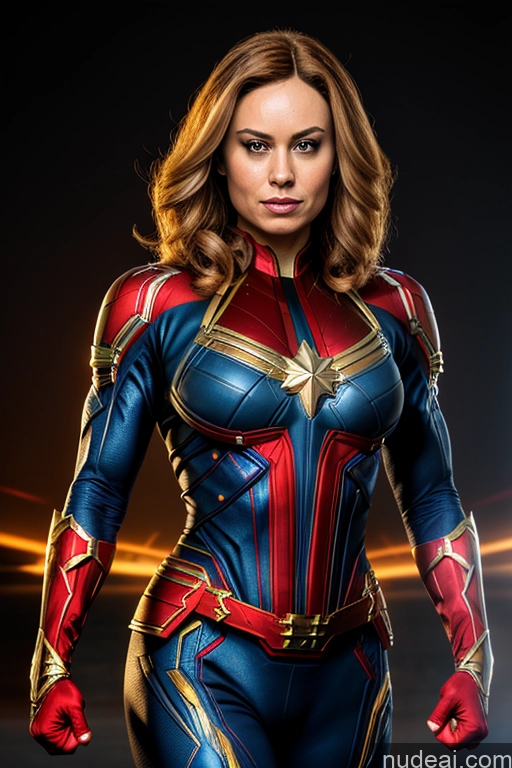 ai nude image of a close up of a woman in a costume with a sword pics of Regal Front View Muscular Busty Cosplay Superhero Captain Marvel