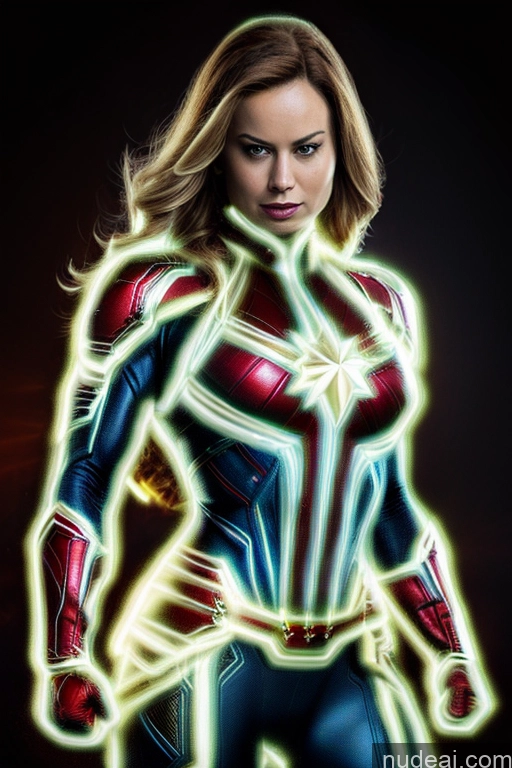 ai nude image of a woman in a suit with glowing lights on her chest pics of Regal Front View Muscular Busty Cosplay Superhero Captain Marvel Neon Lights Clothes: Red Neon Lights Clothes: Yellow Neon Lights Clothes: Blue