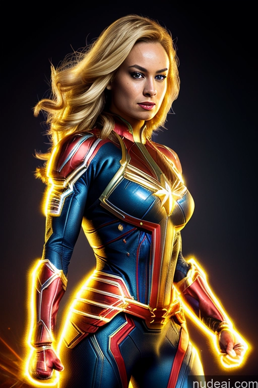 ai nude image of a woman in a captain marvel costume posing for a photo pics of Regal Front View Muscular Busty Cosplay Superhero Captain Marvel Neon Lights Clothes: Yellow Neon Lights Clothes: Red Neon Lights Clothes: Orange Blonde Perfect Boobs Cyborg