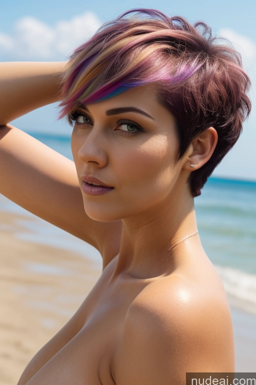 related ai porn images free for Short Hair Perfect Boobs Big Ass Close-up View Rainbow Haired Girl Slicked Beach