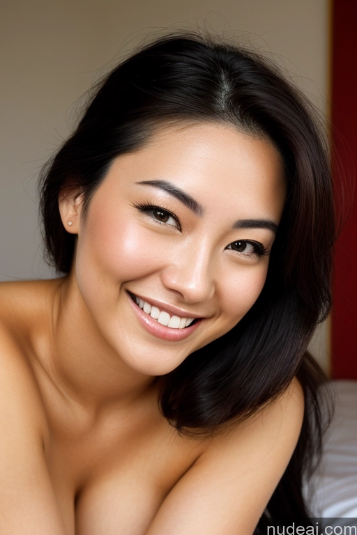 ai nude image of arafed asian woman with a nice smile on a bed pics of Woman One Busty Black Hair Bedroom Nude Beautiful 18 Happy Sexy Face Japanese Film Photo