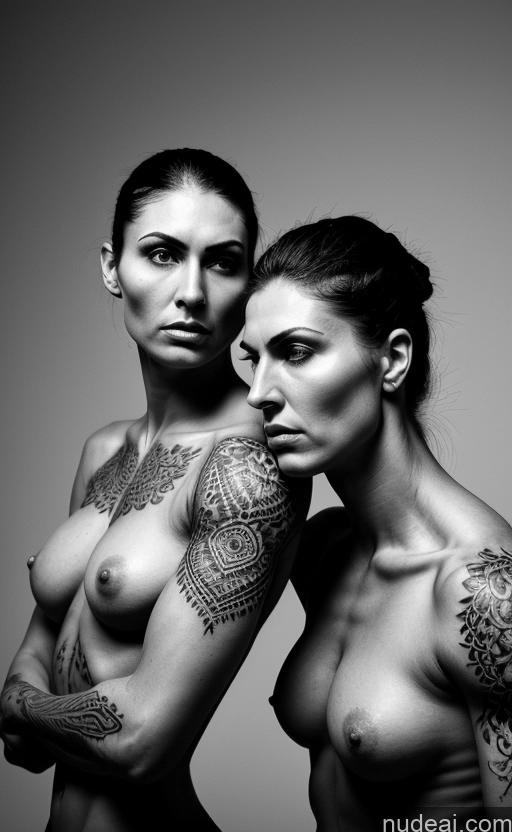 ai nude image of two women with tattoos on their arms and chest pics of Athlete Two Muscular Perfect Body Tattoos Perfect Boobs Seductive Black Hair Skin Detail (beta) Straight Nude Busty 40s Angry Sad Italian Couch Front View Bending Over Bdsm