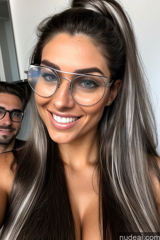 ai nude image of arafed woman with glasses and a man with a beard pics of Happy Brunette German Mirror Selfie Nude Big Ass Busty Straight 18 Gym Sexy Face Front View Woman + Man Two Glasses Huge Boobs Perfect Boobs Perfect Body Long Hair Orgasm