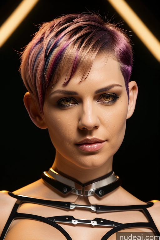 ai nude image of arafed woman with a choke and collar around her neck pics of Perfect Boobs Short Hair Nude Close-up View Rainbow Haired Girl Slicked Dream Mecha Girl Bra Pull Down Cyborg Big Ass Two