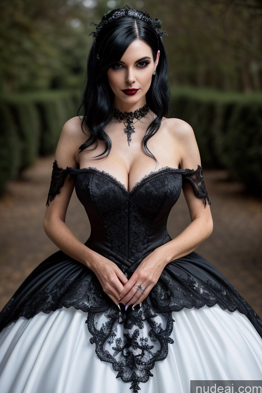 Woman One Perfect Boobs Skinny 80s White Goth Gals V2 Black Hair