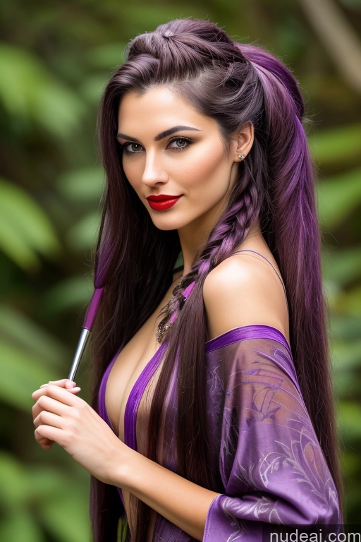 ai nude image of arafed woman with long purple hair holding a brush and a purple dress pics of Woman One Small Tits Beautiful Small Ass Lipstick Short Skinny Long Hair Pubic Hair Fairer Skin Orgasm Straight Purple Hair 18 Kimono