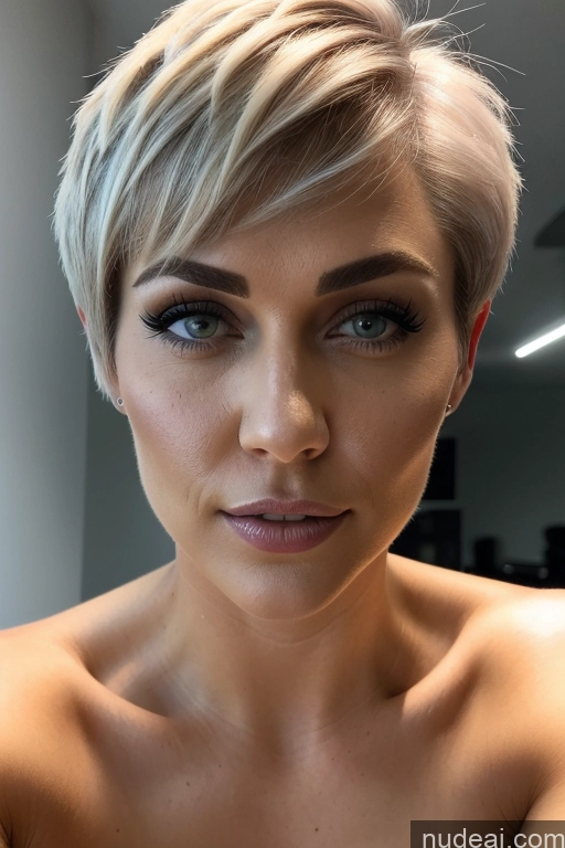 ai nude image of a close up of a woman with a short blond haircut pics of Perfect Boobs Short Hair Close-up View Rainbow Haired Girl Slicked Big Ass Two Fallout Straddling