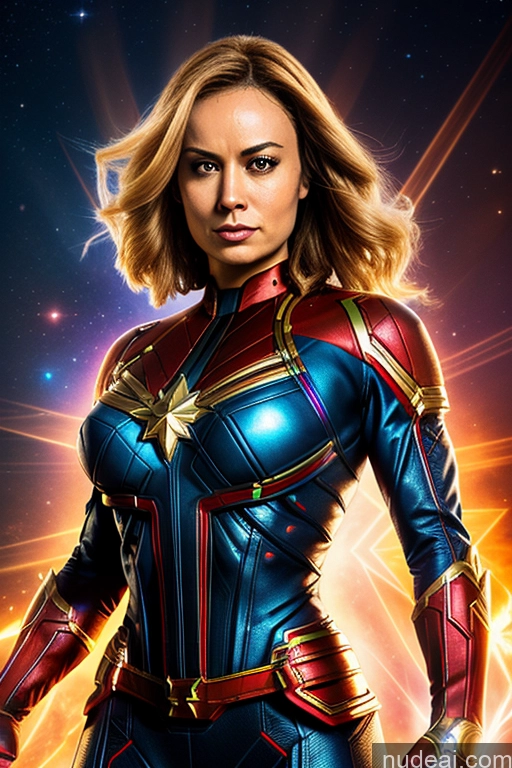 ai nude image of captain marvel is in the middle of a movie poster pics of Busty Superhero Cosplay Captain Marvel Superheroine Muscular Science Fiction Style Space Dynamic View Heat Vision Neon Lights Clothes: Red Powering Up