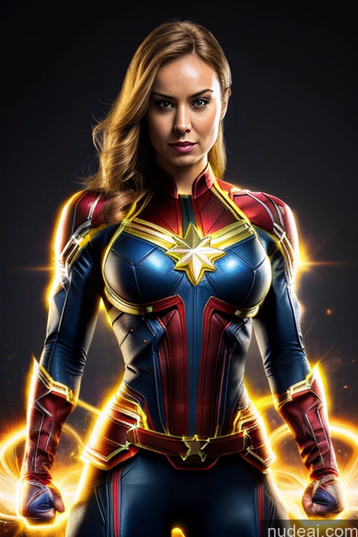 ai nude image of a woman in a costume with a glowing cape and a sword pics of Busty Superhero Cosplay Captain Marvel Superheroine Muscular Science Fiction Style Space Dynamic View Heat Vision Neon Lights Clothes: Red Powering Up Neon Lights Clothes: Orange Neon Lights Clothes: Yellow Abs