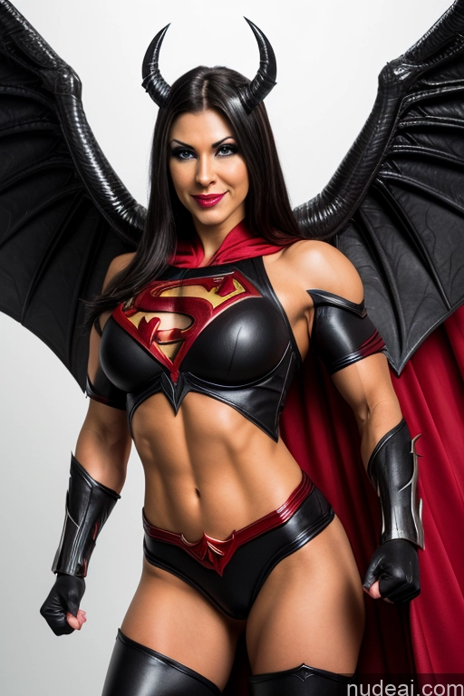 Front View Superheroine Muscular Superhero Cosplay Busty Succubus