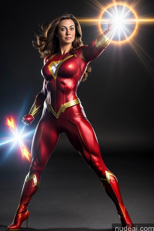 related ai porn images free for Front View Superheroine Muscular Superhero Cosplay Busty Powering Up Mary Thunderbolt