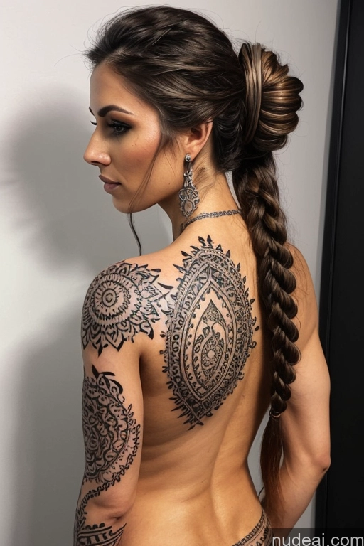 ai nude image of a woman with a tattoo on her back and a braid in her hair pics of Busty Perfect Boobs Beautiful Tattoos Big Ass Perfect Body Long Hair 30s