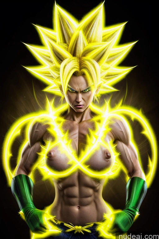 ai nude image of a man with a very big chest and a very big shirt pics of Super Saiyan 3 Powering Up Busty Muscular Super Saiyan Regal Neon Lights Clothes: Yellow