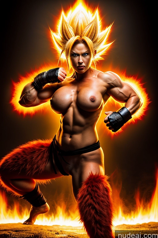 ai nude image of arafed image of a woman in a furry outfit with a sword pics of Powering Up Super Saiyan 4 Busty Muscular Martial Arts