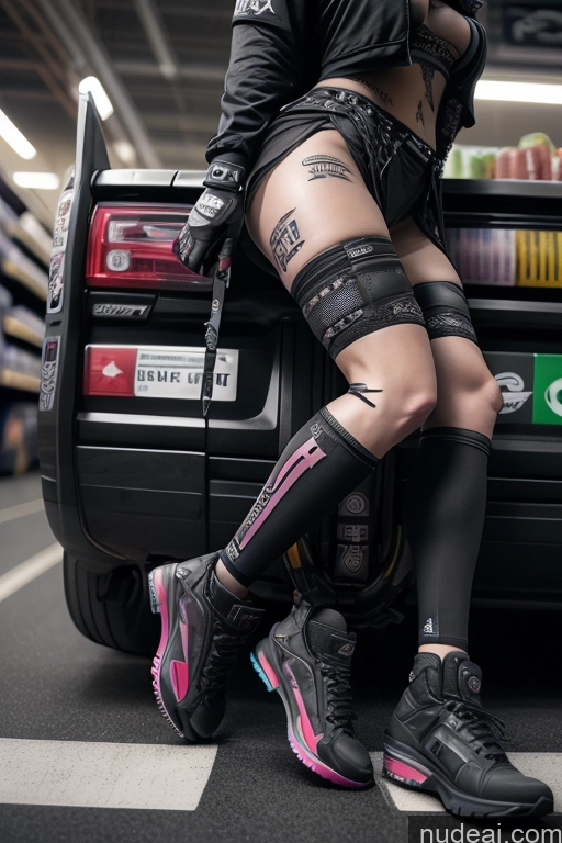 ai nude image of araffe sitting on the back of a car with a pair of knee pads pics of Athlete Close-up View Busty Big Ass Rainbow Haired Girl Dutch Gothic Punk Girl One Straddling Spread_legs, Pussy, Split_legs Grocery