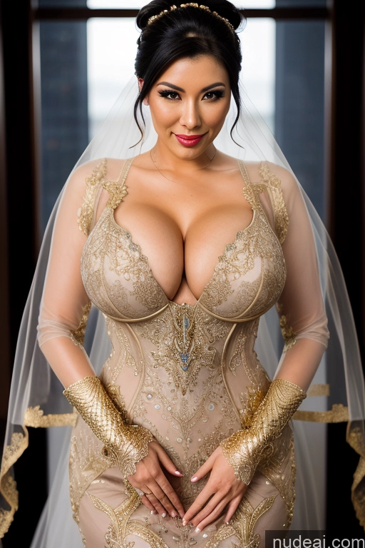 ai nude image of a close up of a woman in a wedding dress with a veil pics of Busty Perfect Boobs Hair Bun Diamond Jewelry Gold Jewelry Jewelry Pearl Jewelry Black Hair Lingerie Sci-fi Armor Transparent Wedding Japanese Milf Dress