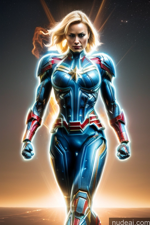 ai nude image of captain marvel is coming to the avengers universe pics of Captain Marvel Busty Superhero Powering Up Cosplay Science Fiction Style Bodybuilder Abs Perfect Boobs Heat Vision SuperMecha: A-Mecha Musume A素体机娘 Space Regal Neon Lights Clothes: Blue