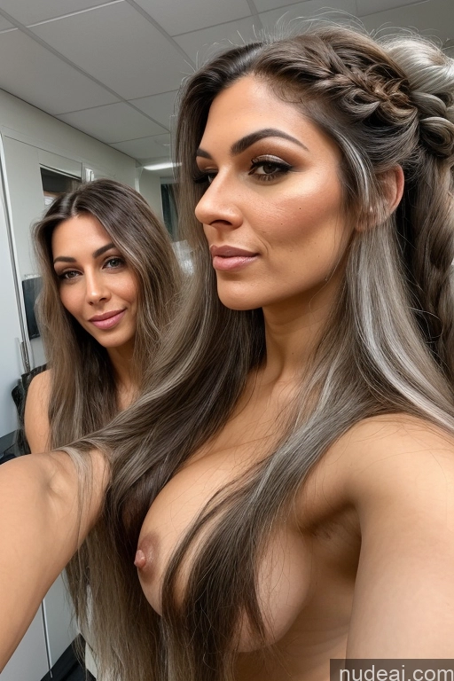 ai nude image of two women with long hair are taking a selfie in a mirror pics of Perfect Boobs Big Ass Fairer Skin Pubic Hair 50s Long Hair Indian Office Woman Two Nude Cumshot