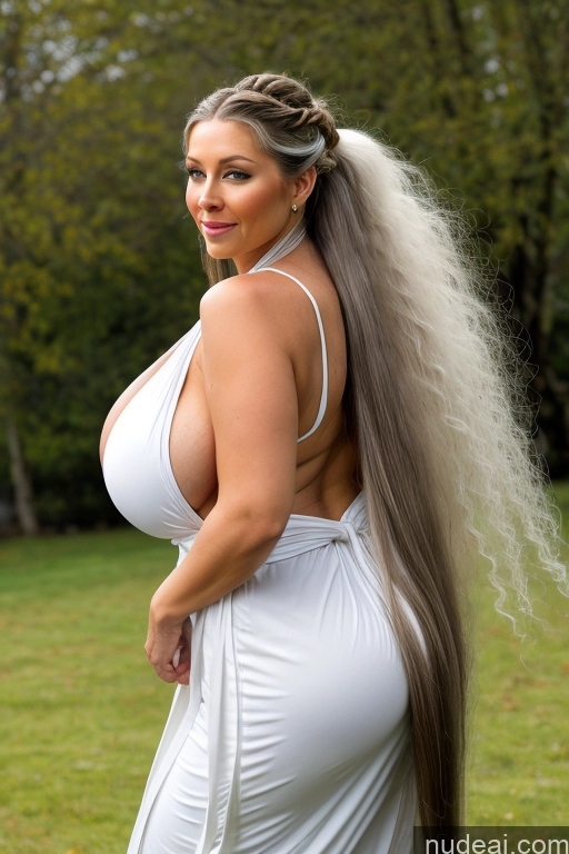 ai nude image of araffe with long hair and a white dress posing in a field pics of One White Front View Small Ass Thick Seductive White Hair Long Hair Teacher 80s Huge Boobs Perfect Boobs Bathrobe