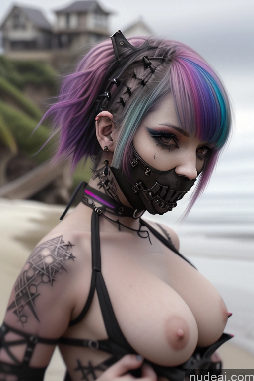 related ai porn images free for Gothic Punk Girl Close-up View Perfect Boobs Big Ass Nude Bra Pull Down Rainbow Haired Girl Beach