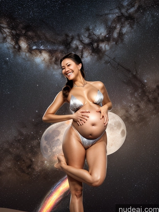 ai nude image of pregnant woman in a bikini posing in front of a galaxy pics of One Small Tits Sexy Face Front View Stargazing Space Suit Cleavage Partially Nude Topless Transparent Jewelry Miss Universe Model 40s Happy Brunette Ponytail Moon Traditional Tribal Pubic Hair Pregnant Korean