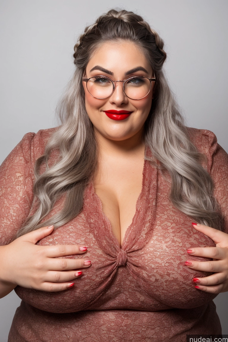 related ai porn images free for Happy 30s Huge Boobs Glasses Gold Jewelry Busty Long Hair Woman Chubby Lipstick Thick White Hair Close-up View