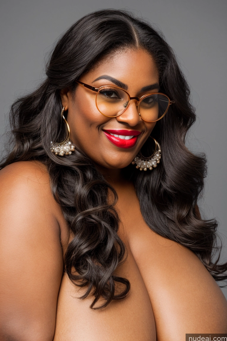 ai nude image of araffe woman with glasses and big breast posing for a picture pics of 30s Huge Boobs Glasses Busty Long Hair Brunette Lipstick Laughing Woman Topless Jewelry Pearl Jewelry Gold Jewelry Diamond Jewelry Dark Skin Two Chubby Beautiful