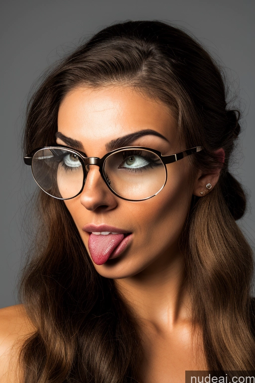 ai nude image of arafed woman with glasses sticking out her tongue and wearing a black dress pics of 18 Sexy Face Brunette Long Hair French Bathroom 3d Nude Partially Nude Gold Jewelry Bright Lighting Simple Glasses Short Woman Small Tits Big Ass Ahegao One Blowjob