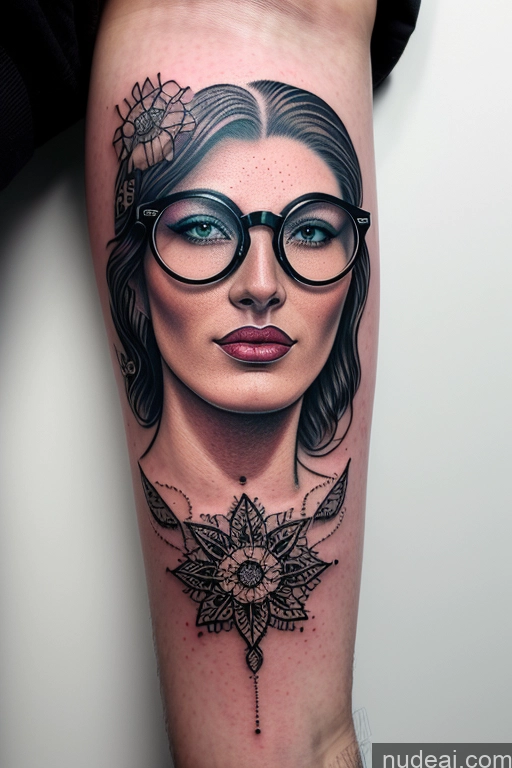 ai nude image of arafed woman with glasses and a flower tattoo on her leg pics of Woman One Perfect Boobs Beautiful Glasses Tattoos Big Ass 18 Orgasm Black Hair Cyberpunk Bus Front View Nude