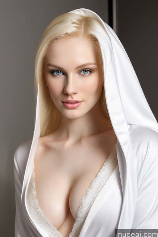 ai nude image of blond woman in white robe with hood over her head pics of Fairer Skin Miss Universe Model Beautiful Cleavage Partially Nude 18 Bathrobe Blonde Russian Short