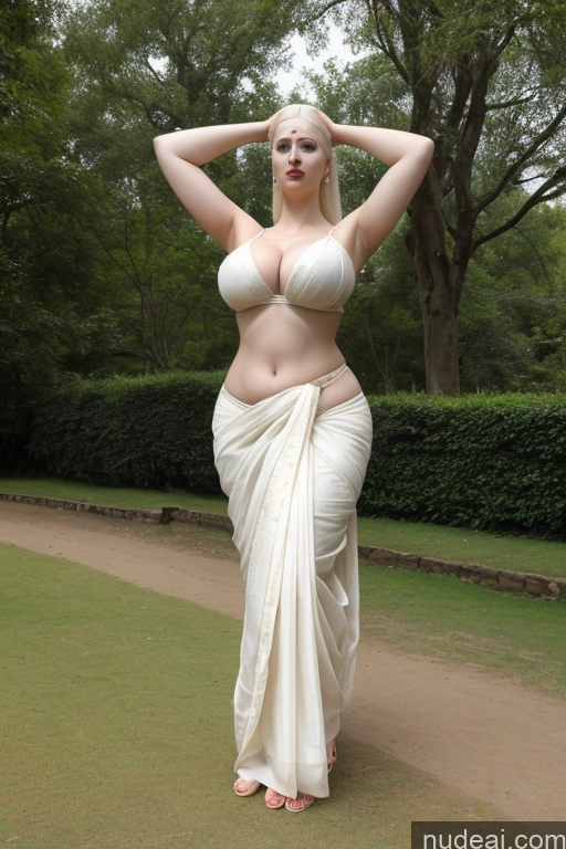 ai nude image of araffe woman in a white dress posing for a picture pics of Busty Indian Sari Fairer Skin T-pose