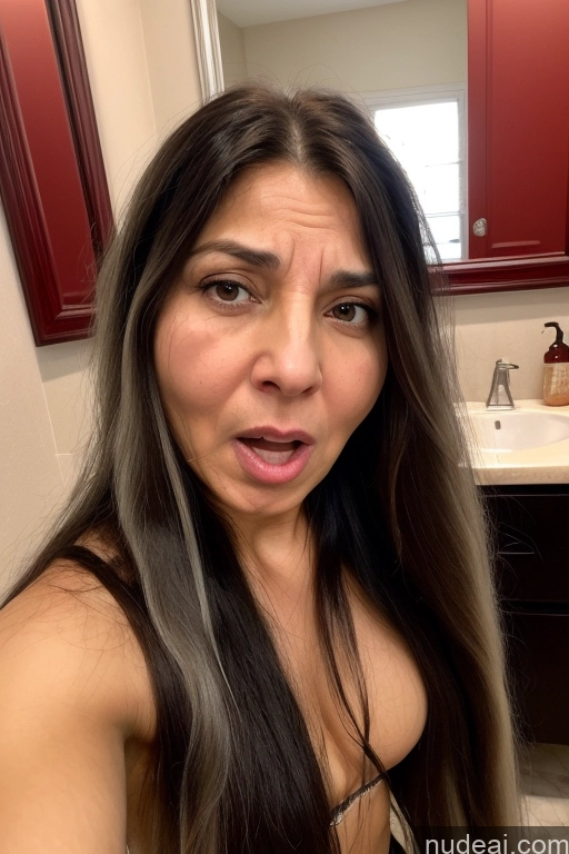 related ai porn images free for Milf 40s Shocked Sexy Face Angry Black Hair Long Hair Skinny One Turkish Bathroom Front View Blowjob Mirror Selfie