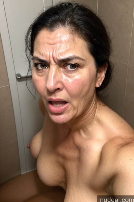 related ai porn images free for Milf 40s Shocked Angry Skinny Turkish Bathroom Front View Mirror Selfie Several Cumshot