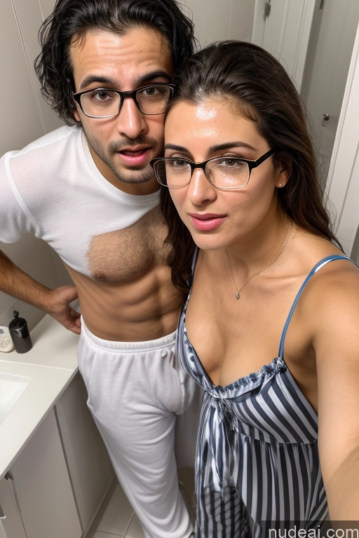 related ai porn images free for 40s Skinny Turkish Bathroom Front View Mirror Selfie Shocked Serious Pajamas Jewelry Two Cumshot Woman + Man