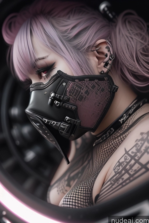 ai nude image of arafed woman with pink hair and a gas mask on pics of Gothic Punk Girl Busty Perfect Boobs Big Ass Pink Hair Czech Close-up View Nude