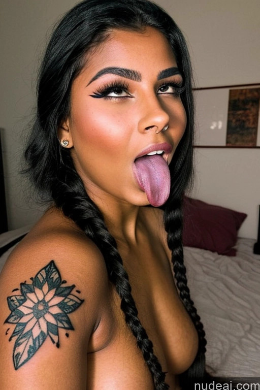 ai nude image of arafed woman with long black hair sticking out her tongue pics of Big Ass Tattoos Woman Several Tanned Skin 18 Ahegao Black Hair Braided Film Photo Bedroom Blowjob Nude Front View Indian