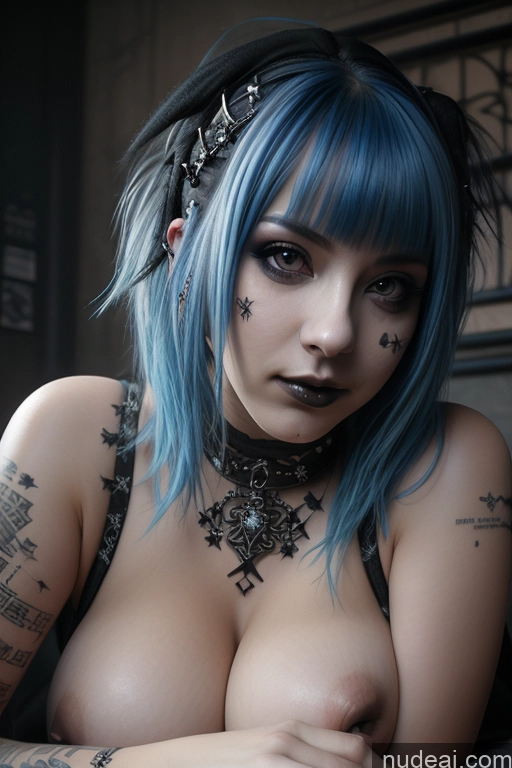 related ai porn images free for Perfect Boobs Busty Gothic Punk Girl Blue Hair French Close-up View Nude Massage