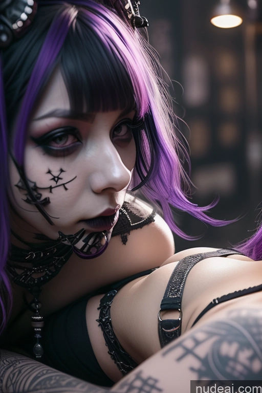 related ai porn images free for Gothic Punk Girl Perfect Boobs Busty Close-up View Nude Purple Hair Two Massage