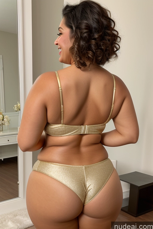 ai nude image of araffe woman in a gold bikini and panties looking at herself in a mirror pics of Busty Beautiful Fat Chubby Thick Hip Hop Model 30s White Happy Back View Diamond Jewelry Gold Jewelry Jewelry Pearl Jewelry Mirror Selfie One Spreading Legs