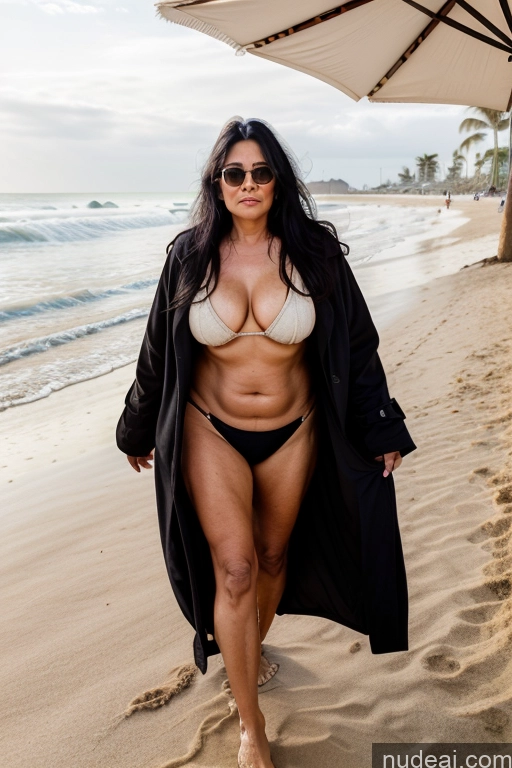 Milf One Busty Big Ass 70s Long Hair Indian Beach Oversized Clothing Coat Black Hair