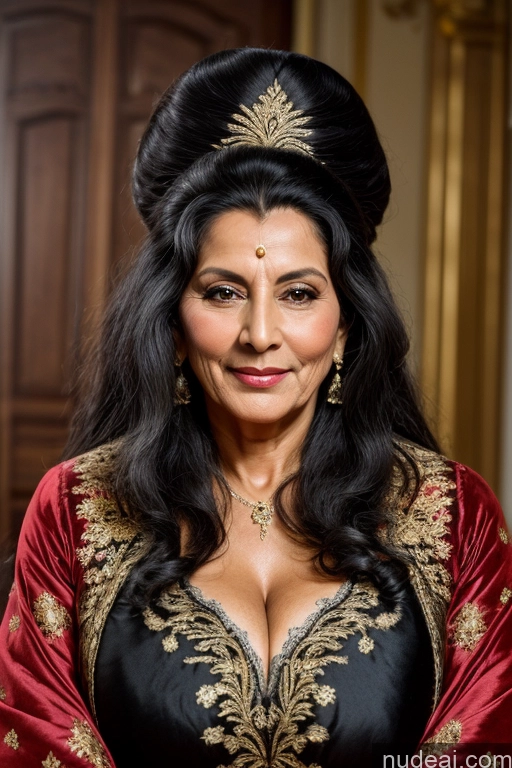 Busty 70s Long Hair Indian Milf Black Hair Detailed French Court Outfit