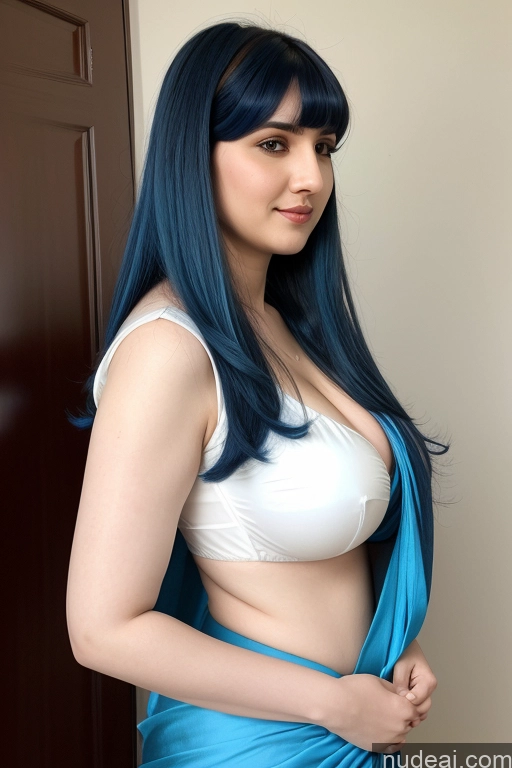 related ai porn images free for Indian Fairer Skin Big Hips Bangs Blouse Sari Busty Side View Blue Hair