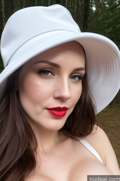 ai nude image of arafed woman wearing a white hat and red lipstick pics of Woman One Perfect Boobs Beautiful Lipstick Perfect Body Fairer Skin 30s Slicked Czech Front View Cumshot Hat Simple