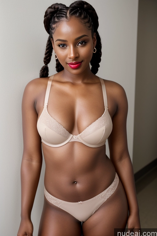 ai nude image of there is a woman in a bra top posing for a picture pics of Woman Lipstick Beautiful Dark Skin Thick 30s Sexy Face Black Hair Braided Hospital Front View Nude Bra Alternative Bright Lighting Seductive Ethiopian